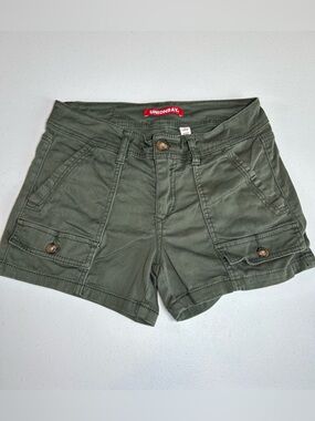 UNIONBAY Y2K Olive Green Utility Cargo Shorts Size 5/26W Stretch Twill